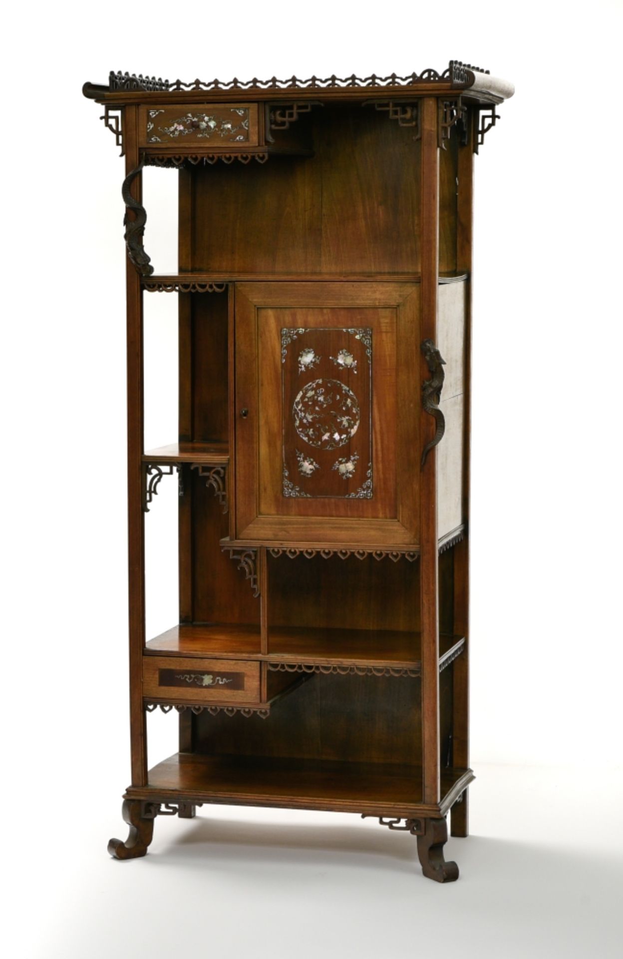 Gabriel VIARDOT (1830-1906) attributed to Collector's cabinet carved, stained, and burgautŽ wood,