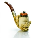 Joseph KRAMMER, Vienna, ca. 1880 Exceptional knight pipe meerschaum decorated with a horsewoman on