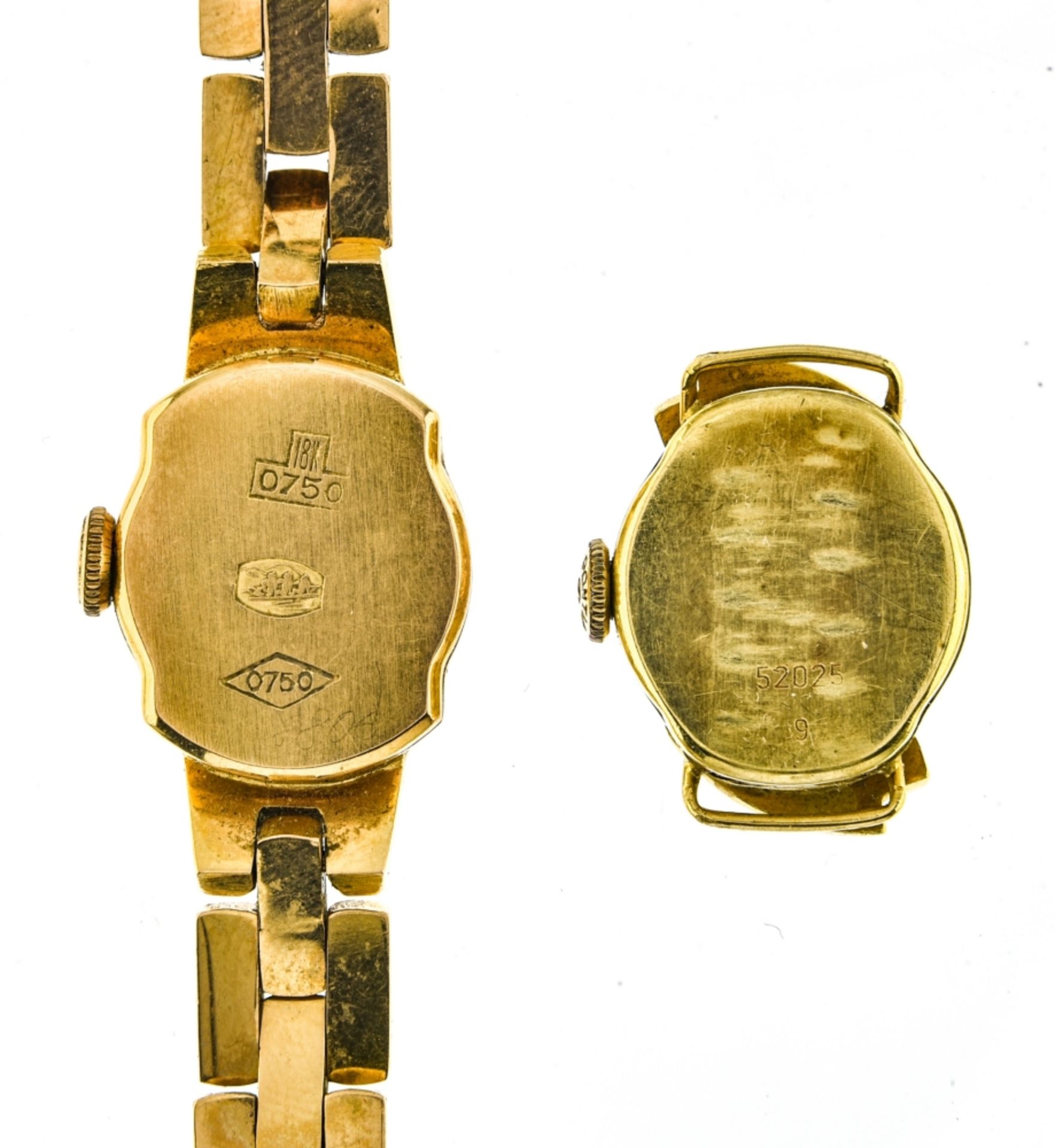 Pontiac Lot of 2 lady's bracelet watches 1. Lady's 18 kt gold Pontiac Silver-plated dial signed " - Image 2 of 5