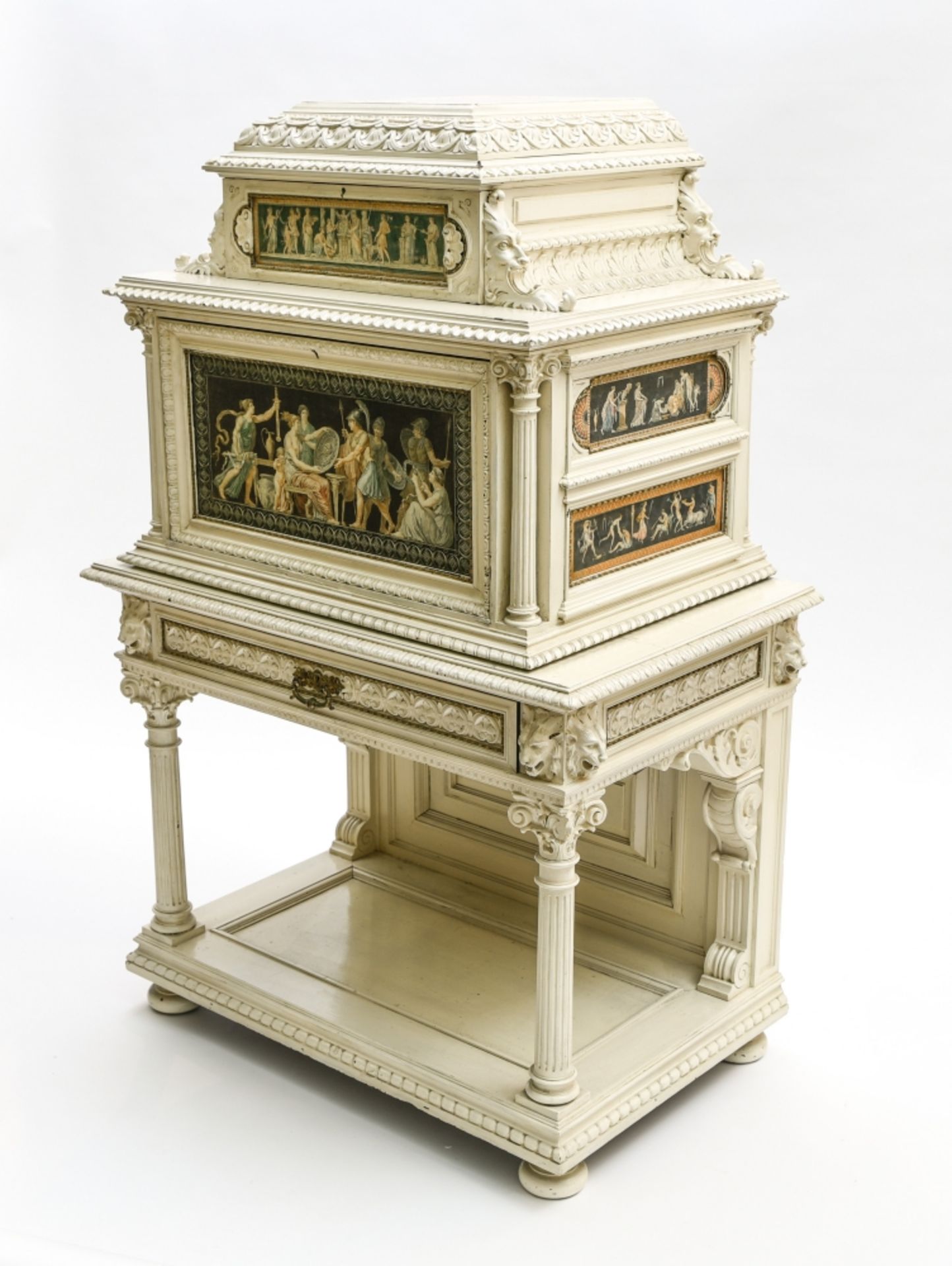 19th century work in the style of la MAISON FOURDINOIS Neo-Renaissance cabinet Carved and white- - Bild 3 aus 4