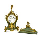 Louis XV cartel clock with its console LAMBREGHTS IN ANTWERP, 18TH CENTURY green-lacquered wood,
