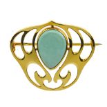 MAPPIN & WEBB Art Nouveau brooch 15 kt yellow gold, set with a turquoise-coloured stone.