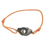 Dinh Van Menottes R15 cord bracelet Black sterling silver. Large model. Orange cord. Some