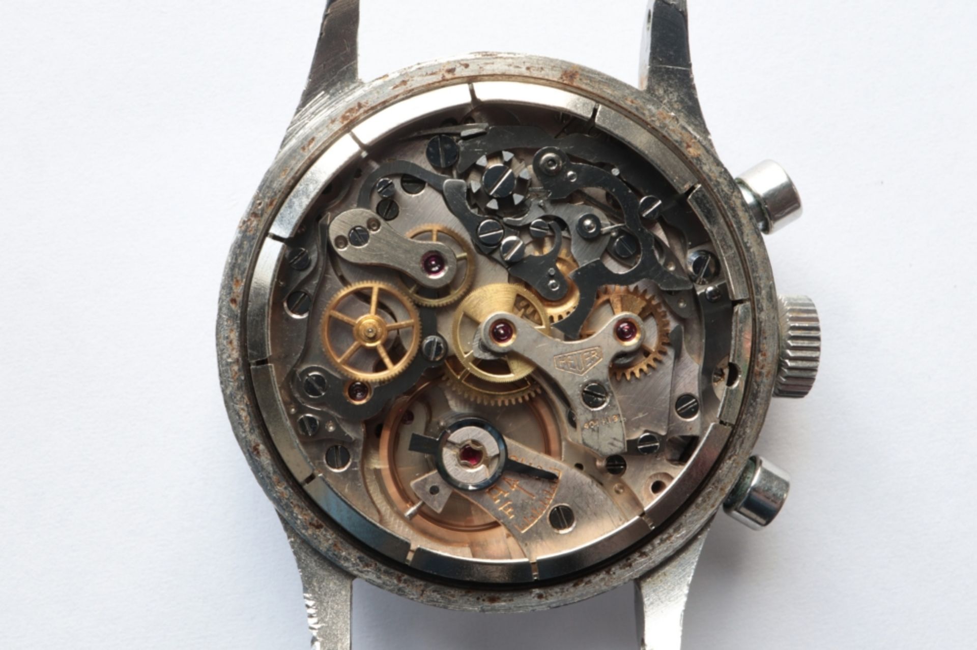 Heuer Heuer chronograph bracelet watch SWITZERLAND 1940-1950 Heuer "Big Eyes" manually-wound steel - Image 3 of 3