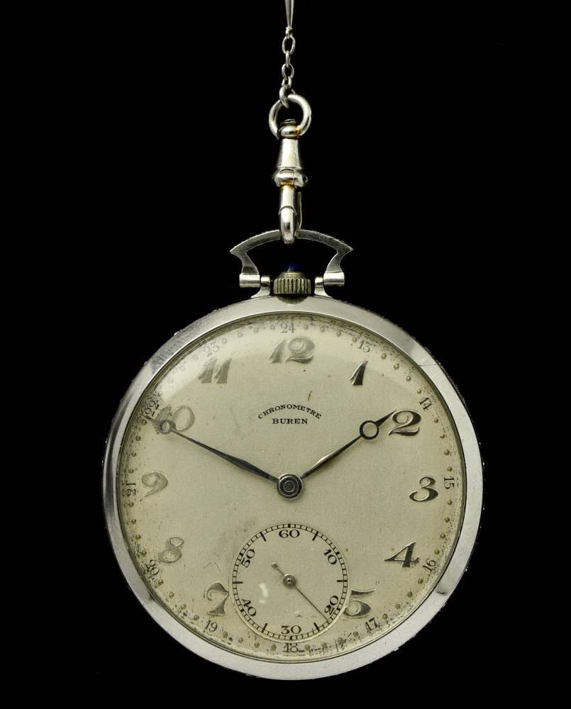 Buren Buren evening fob watch SWITZERLAND Platinum pocket watch adorned with brilliants around the