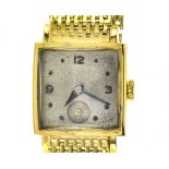 Square, yellow gold bracelet watch 18k yellow gold bracelet watch. Square, 18k yellow gold casing.