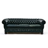 Chesterfield parlour set 20TH CENTURY WORK Composed of a sofa and two armchairs, both padded green