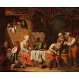 Jean Joseph Verhaghen (1726-1795) Indoor scene of a peasant family oil on canvas. H : 82 cm