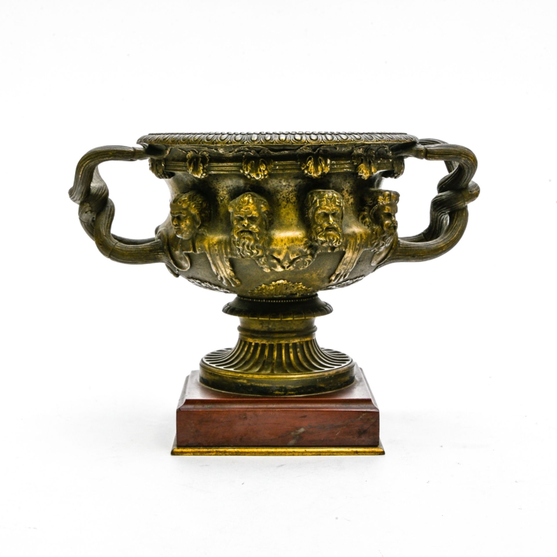 Warwick bowl LATE 19TH CENTURY WORK Bronze with golden-brown patina, marble base damage to the - Image 2 of 5
