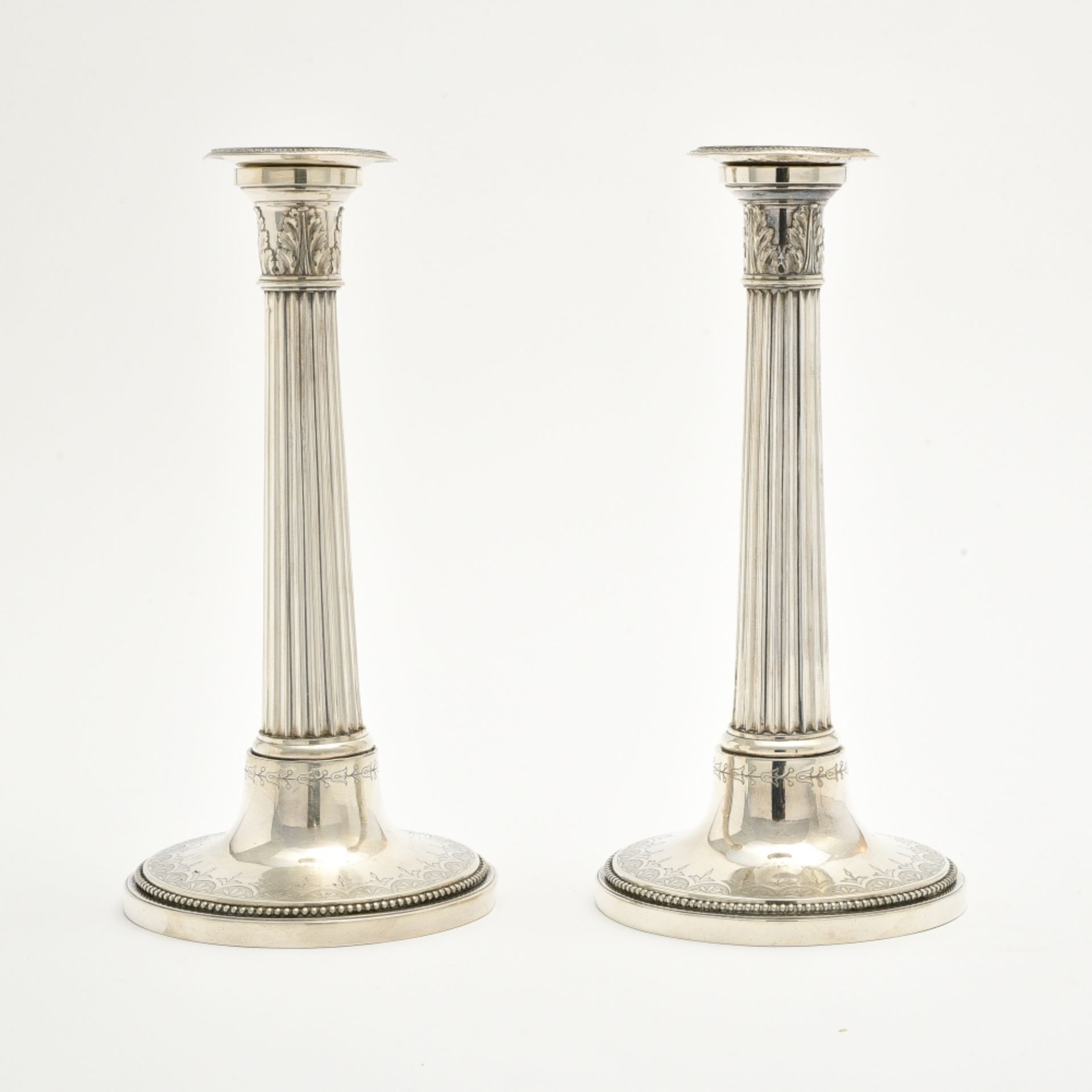 Pair of torches FRANCE, EARLY 19TH CENTURY silver, with ribbed shaft, hallmarks: rooster, 2nd title, - Image 6 of 6