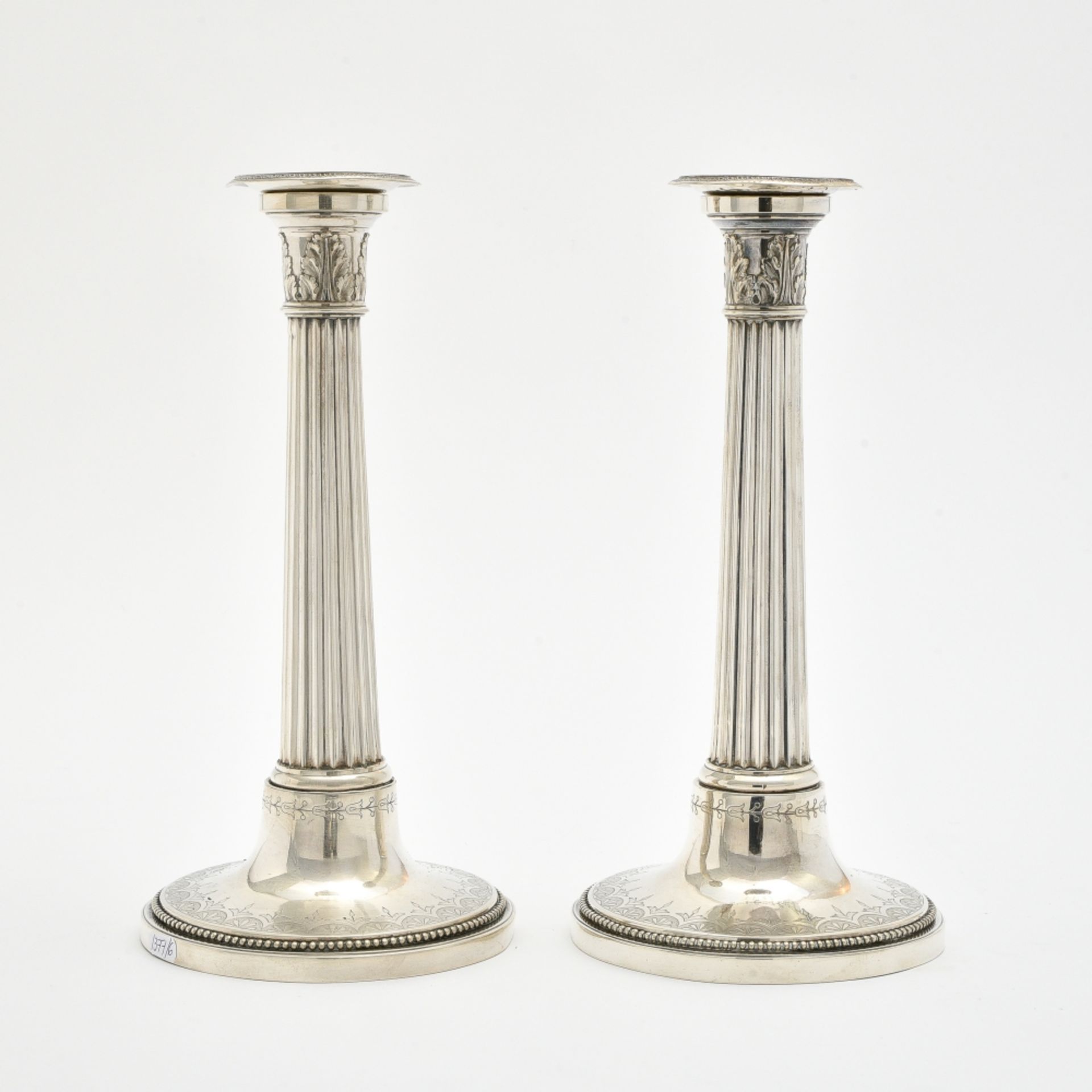 Pair of torches FRANCE, EARLY 19TH CENTURY silver, with ribbed shaft, hallmarks: rooster, 2nd title, - Image 5 of 6