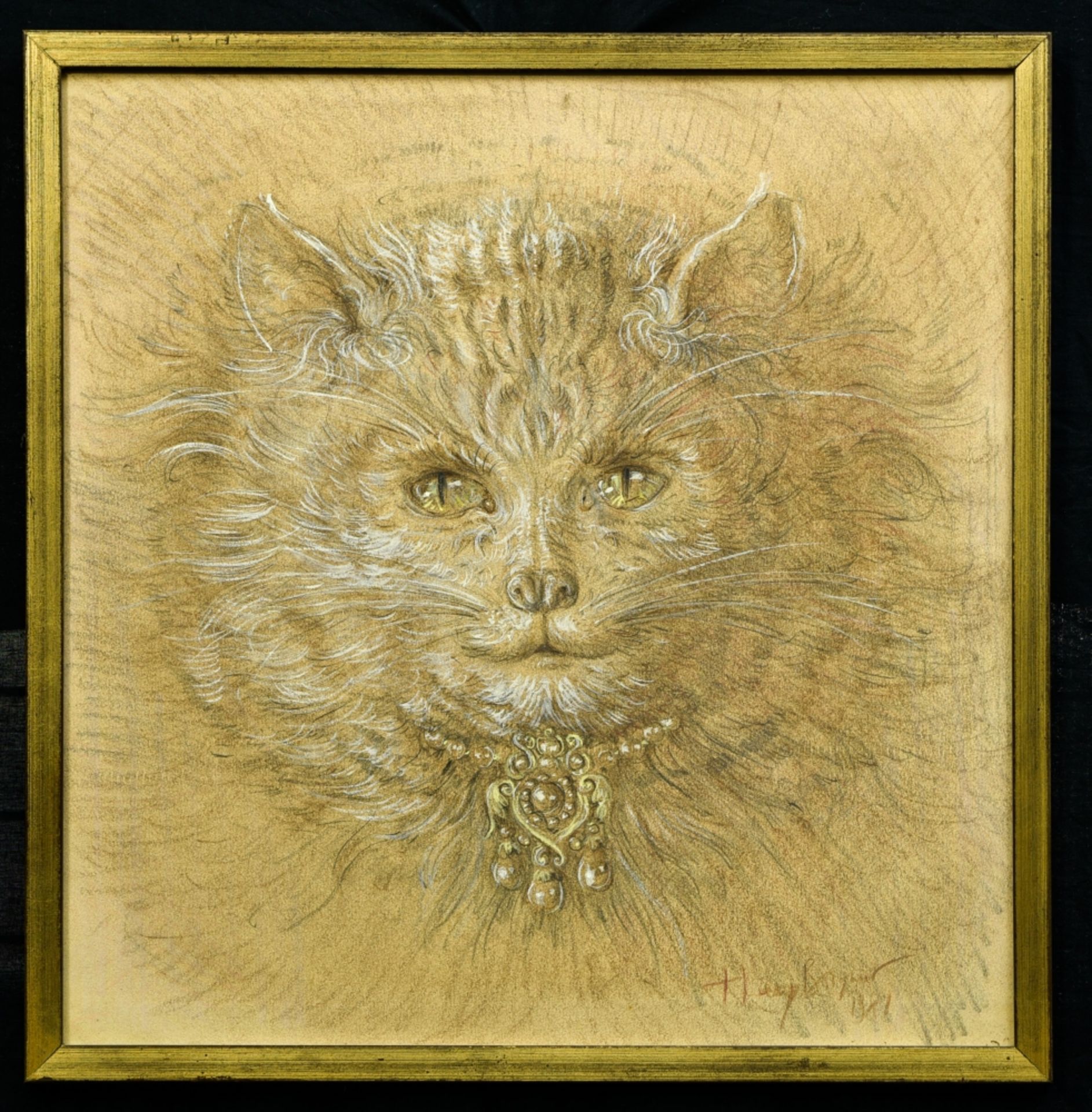 Thierry BOSQUET (Born in 1937) Portrait of a cat, 1981 pencil and gouache on paper, signed and dated - Bild 2 aus 2