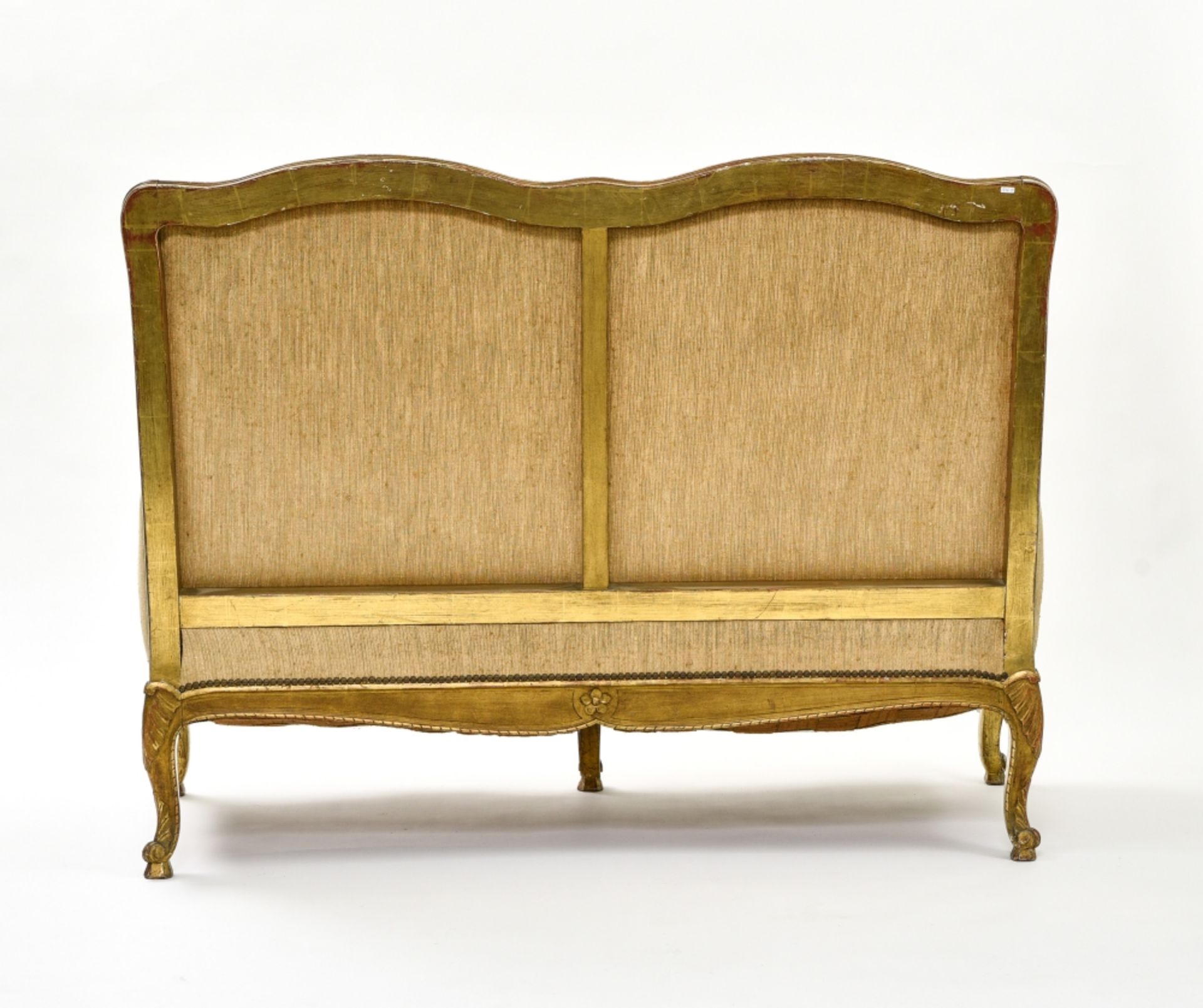 Bench LOUIS XVI-STYLE WORK carved giltwood, upholstered in unbleached fabric H : 107 cm Width : - Bild 2 aus 2