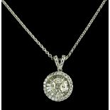 Pendant set with diamonds 18 kt white gold, numbered 0748, with its 14 kt white gold chain. The