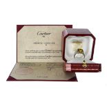 Cartier "Tank" citrine ring 18 kt white gold set with a citrine cabochon. Numbered and signed,
