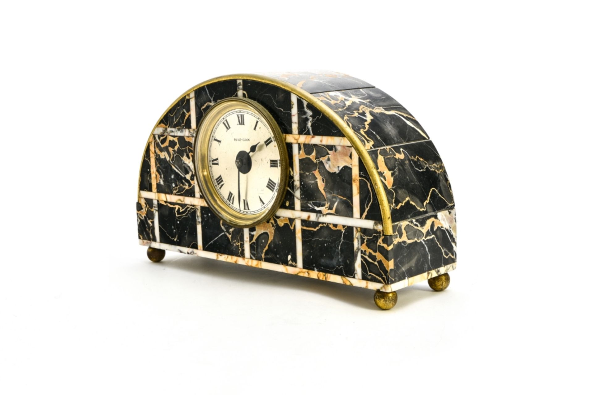 Bulle Clock ART DECO WORK black and white marble, framed is marked Bulle Clock H : 21,5 cm Width : - Image 2 of 3