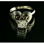 Solitaire ring RUSSIAN WORK, SOVIET ERA 18 kt white gold, set with a diamond weighing approx. 0.80