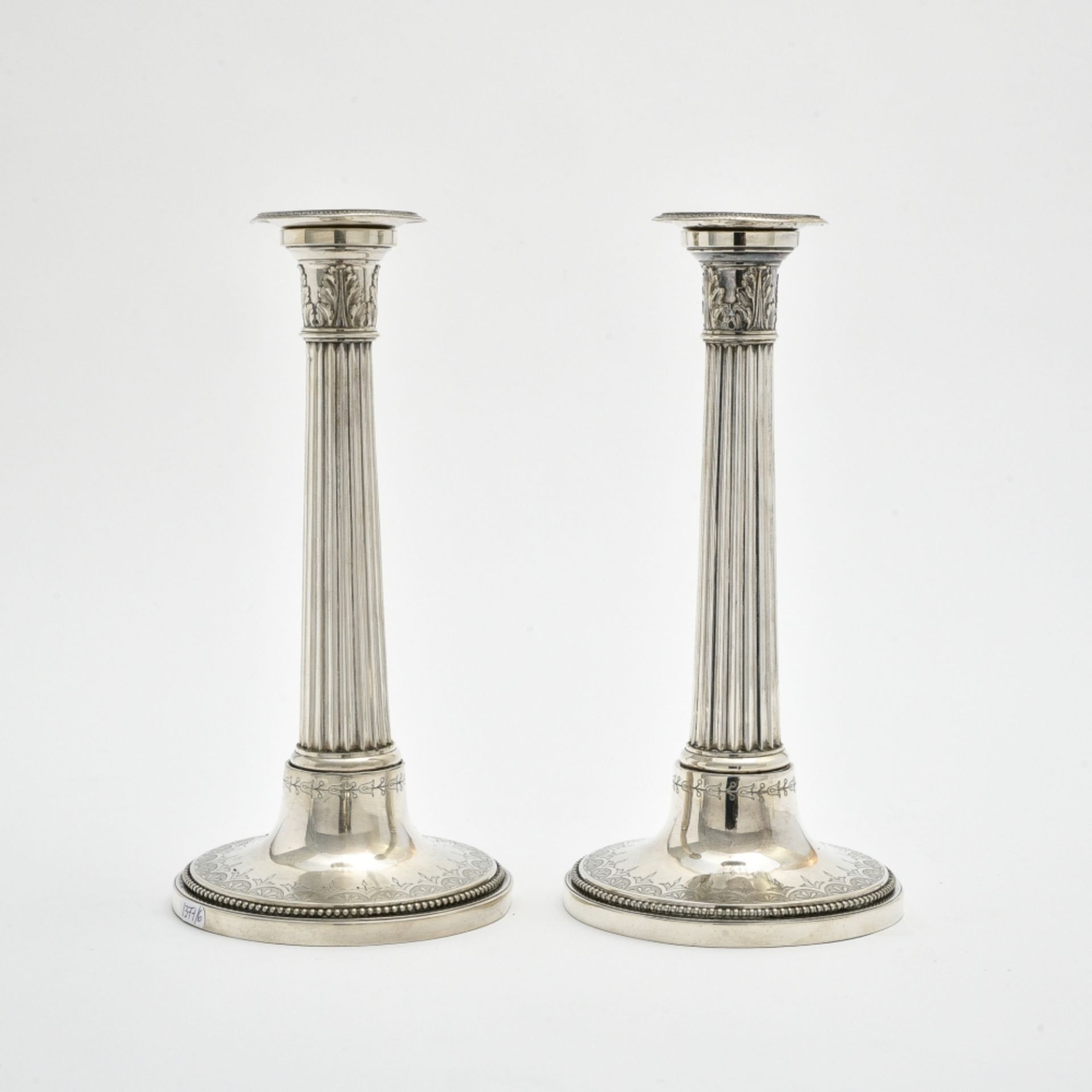 Pair of torches FRANCE, EARLY 19TH CENTURY silver, with ribbed shaft, hallmarks: rooster, 2nd title, - Image 4 of 6