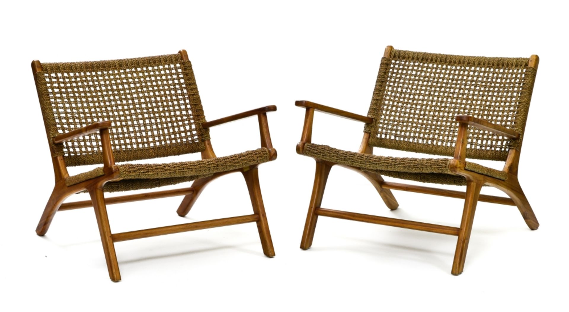 Olivier de SCHRIJVER (Born in 1958), Comme chez vous Art Editeur Pair of Hollywood armchairs teak, - Image 2 of 2