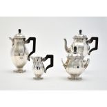 ALTENLOH, Brussels Coffee and tea set French 1st standard silver, ebony handles and knobs,