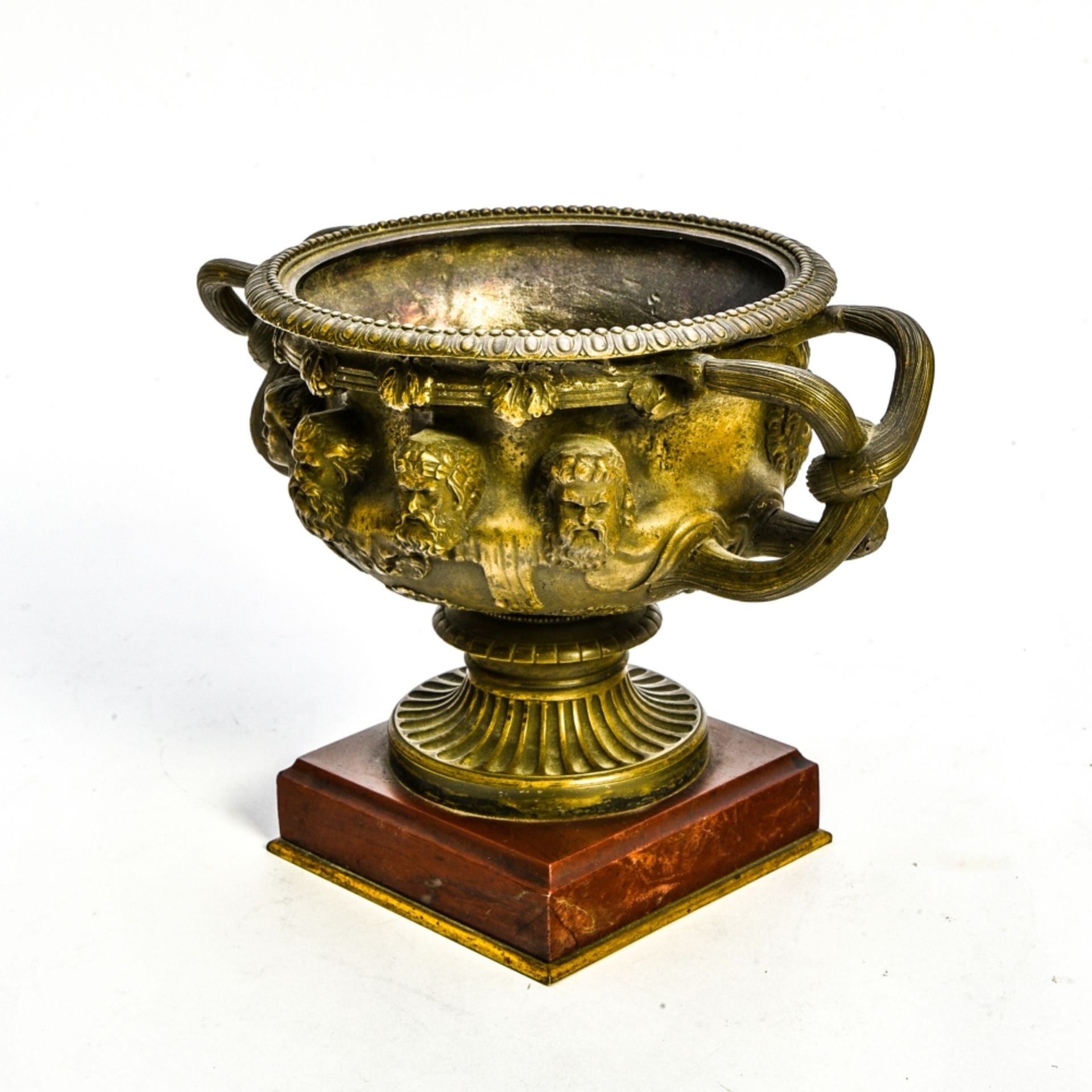 Warwick bowl LATE 19TH CENTURY WORK Bronze with golden-brown patina, marble base damage to the - Image 5 of 5