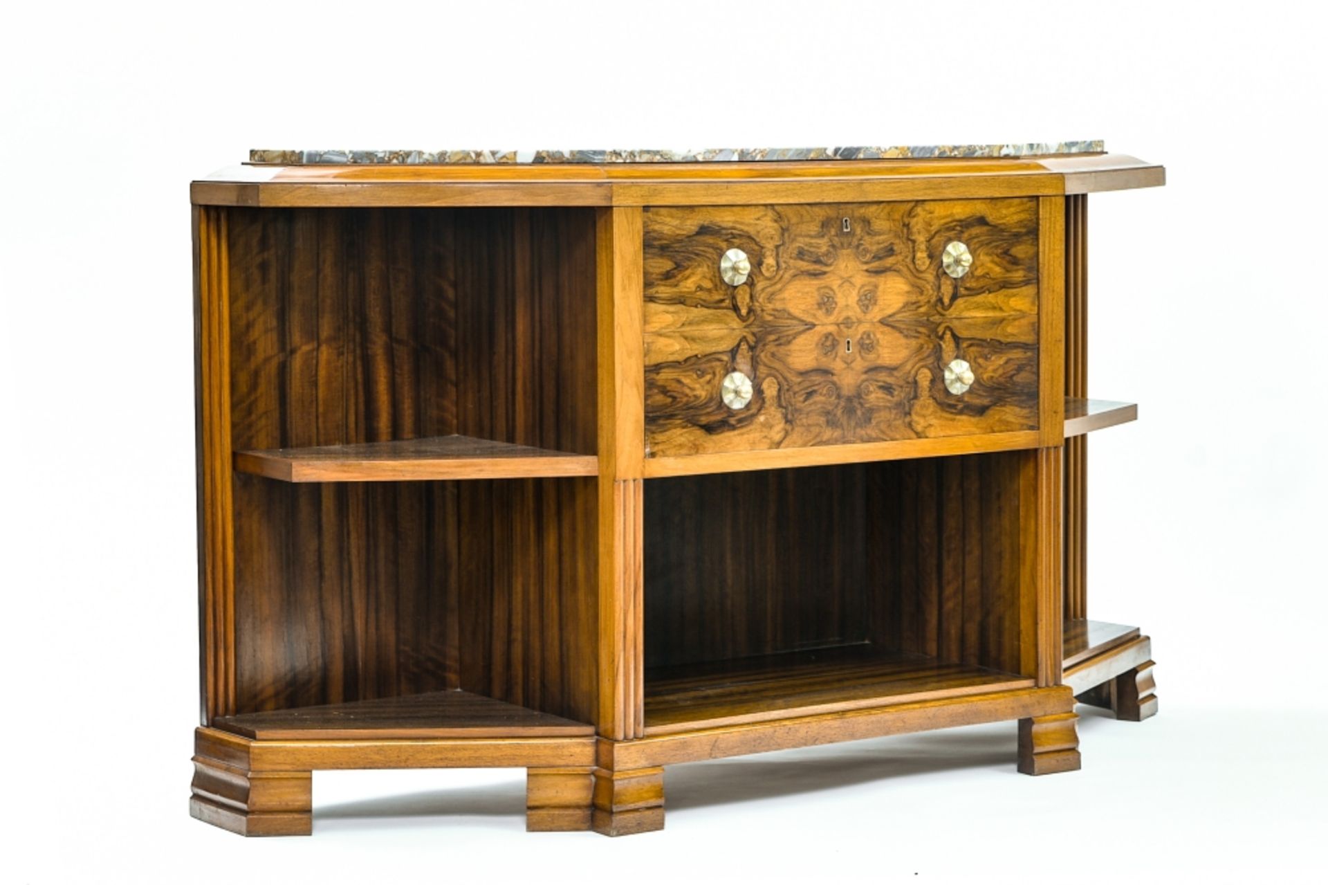 DE COENE, attributed to Art Deco dining room set walnut, composed of a table, a buffet, a storage - Image 4 of 4