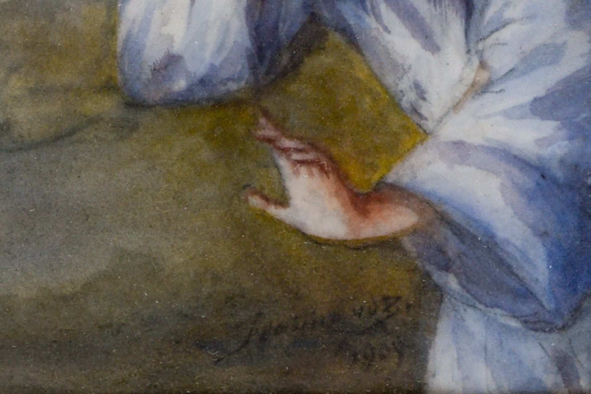 Angel, 1909 SYMBOLIST SCHOOL watercolour on paper, signed and dated at lower left framed H : 11 cm - Bild 2 aus 3