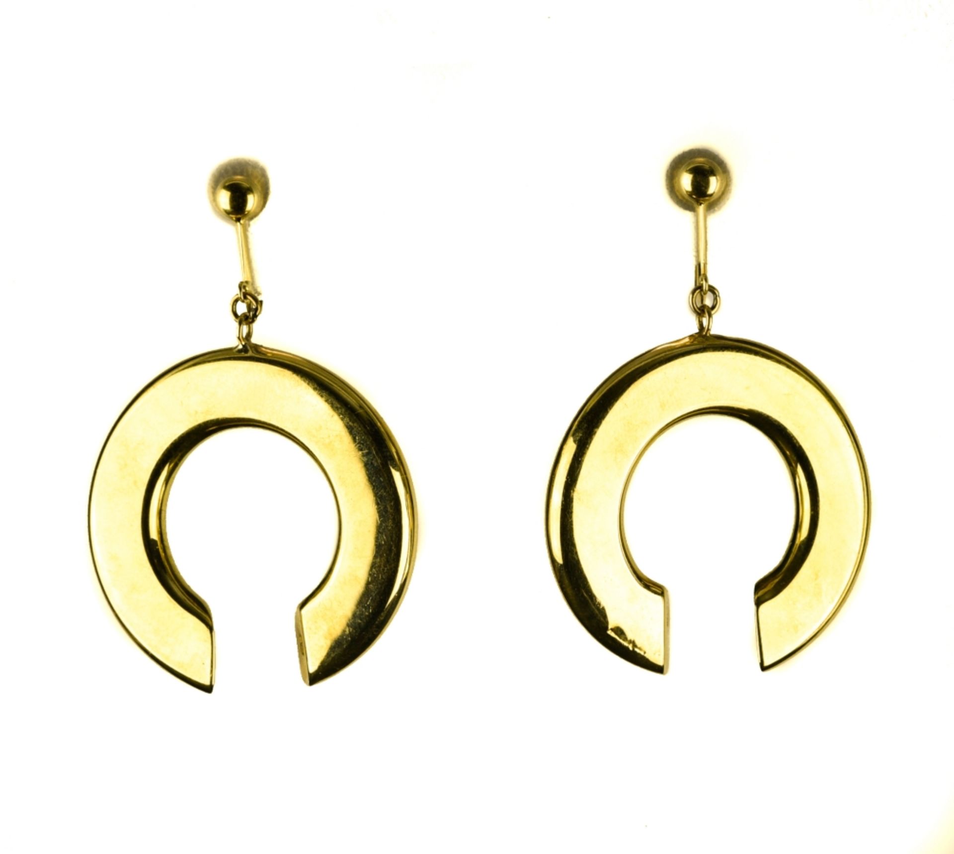 G. FLAVIA Pair of drop earrings 18 kt yellow gold, screw back. Hallmark 750 and G. Flavia, Italian