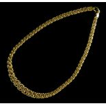 Flexible necklace 18 kt yellow gold, Byzantine chainmail enlarged in the centre. Eagle's head