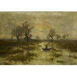 Lucien FRANK (1857-1920) Marsh landscape oil on canvas, signed at lower right. framed, depression at