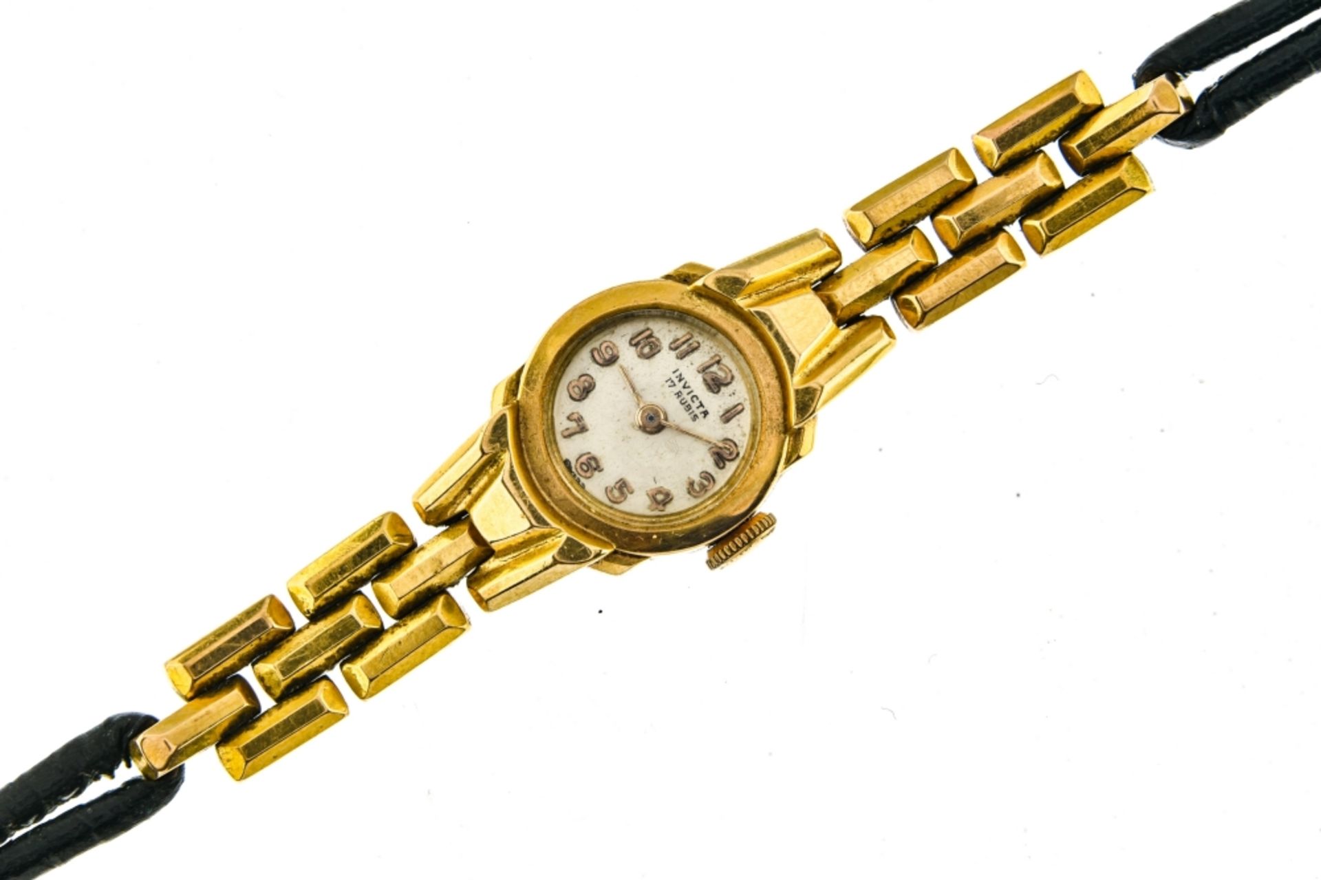 Pontiac Lot of 2 lady's bracelet watches 1. Lady's 18 kt gold Pontiac Silver-plated dial signed " - Image 3 of 5