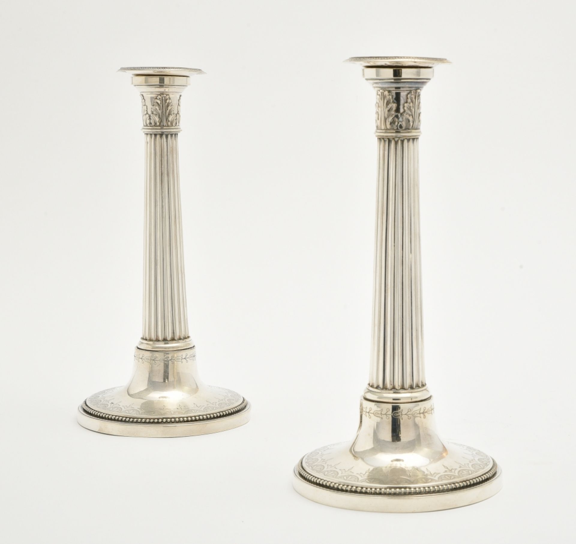 Pair of torches FRANCE, EARLY 19TH CENTURY silver, with ribbed shaft, hallmarks: rooster, 2nd title, - Image 3 of 6