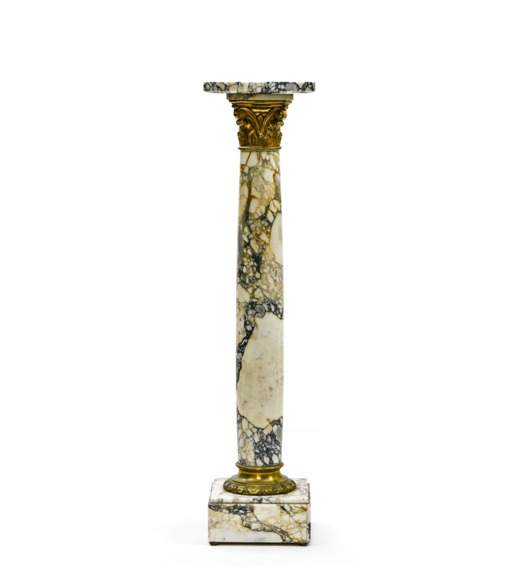 Column with swivelling top Veined white marble and gilt bronze. H : 113 cm Width : 27 cm - Bild 2 aus 2