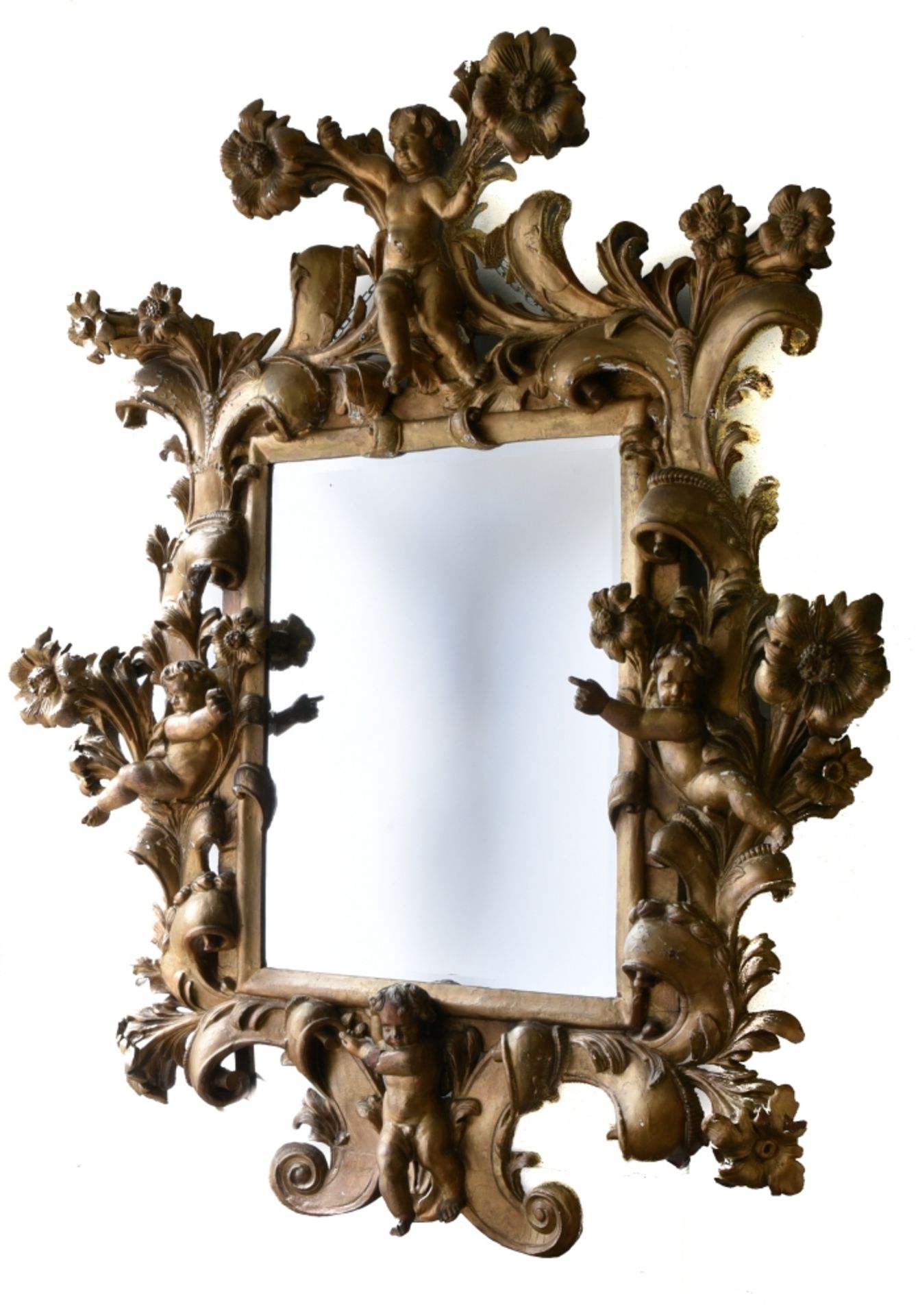 Giant putti mirror LOUIS XIV-ERA WORK carved giltwood H : 190 cm Width : 142 cm