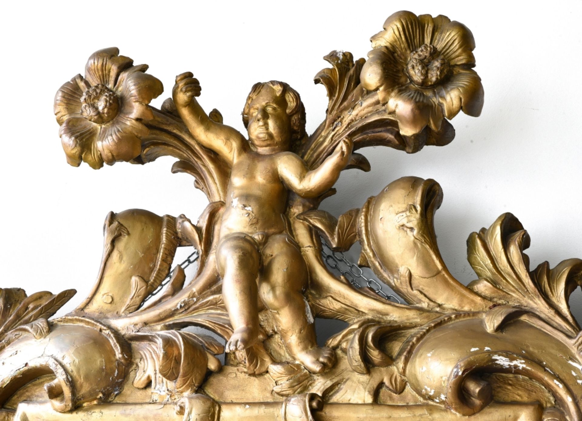 Giant putti mirror LOUIS XIV-ERA WORK carved giltwood H : 190 cm Width : 142 cm - Bild 4 aus 4