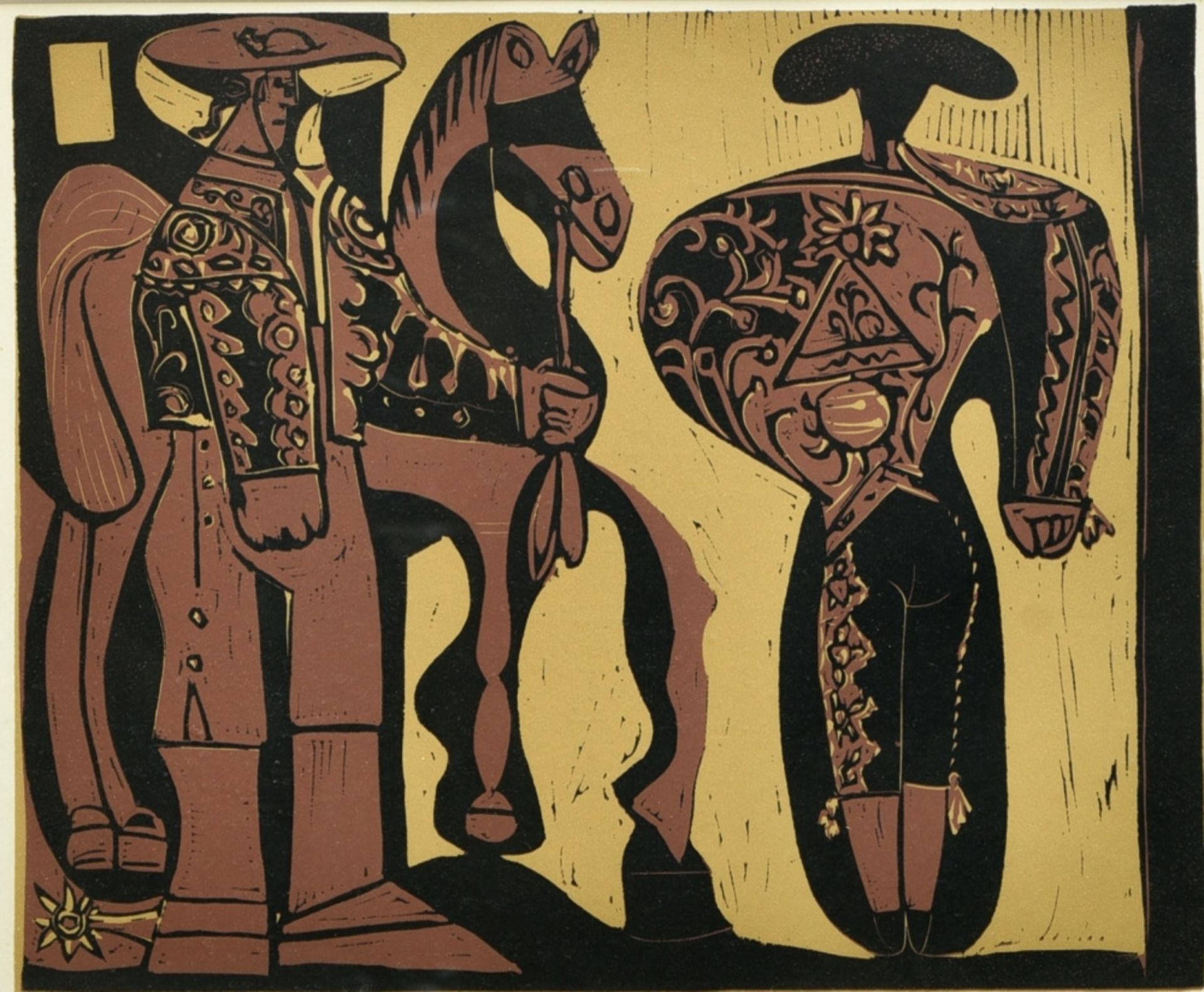 Pablo PICASSO (1881-1973), After. Picador and torero, 1959 colour linocut, issued by the Cercle d'