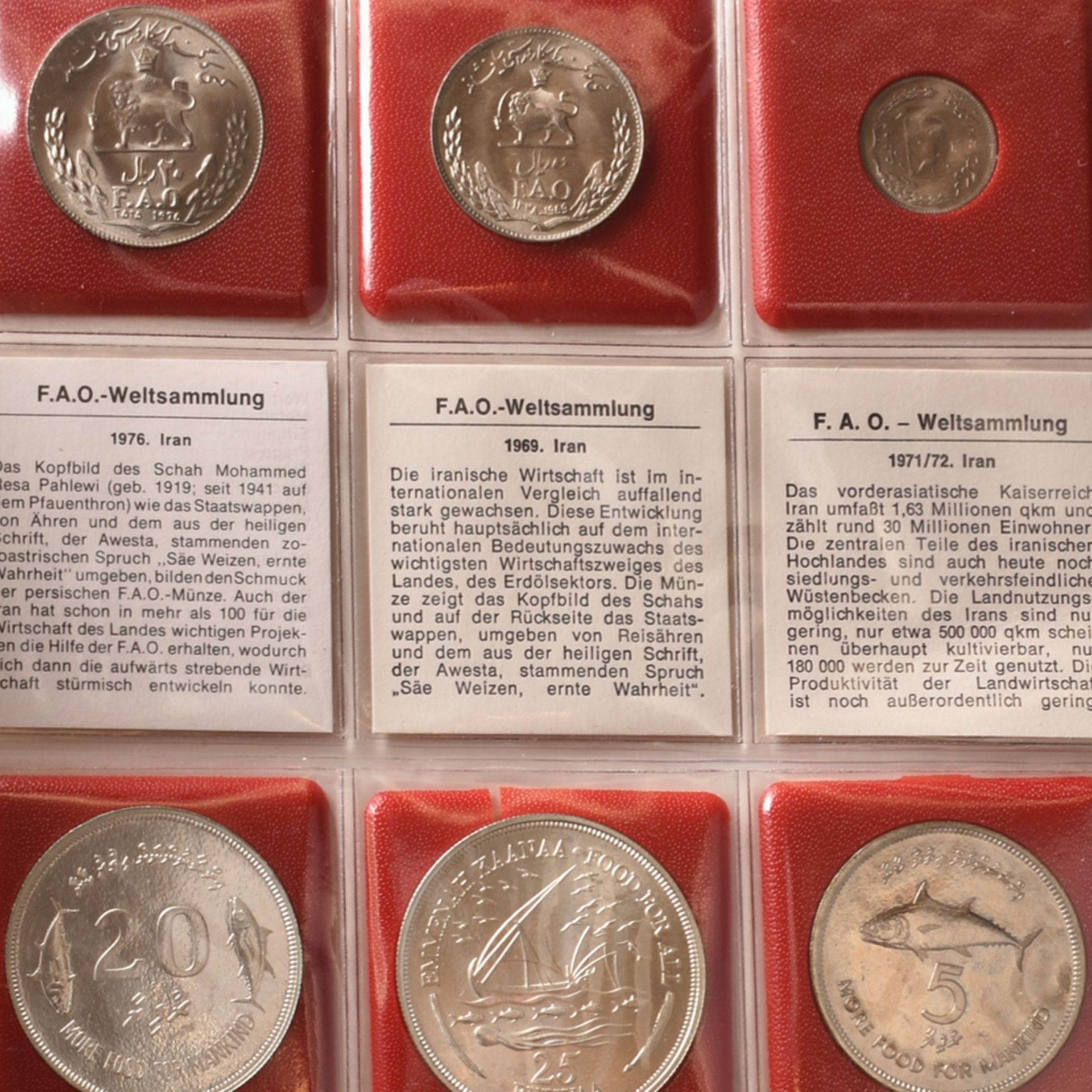 Konvolut Münzen "F.A.O. Weltsammlung", Teilsammlung mit insg. 27 Münzen und erklärendem Text, da