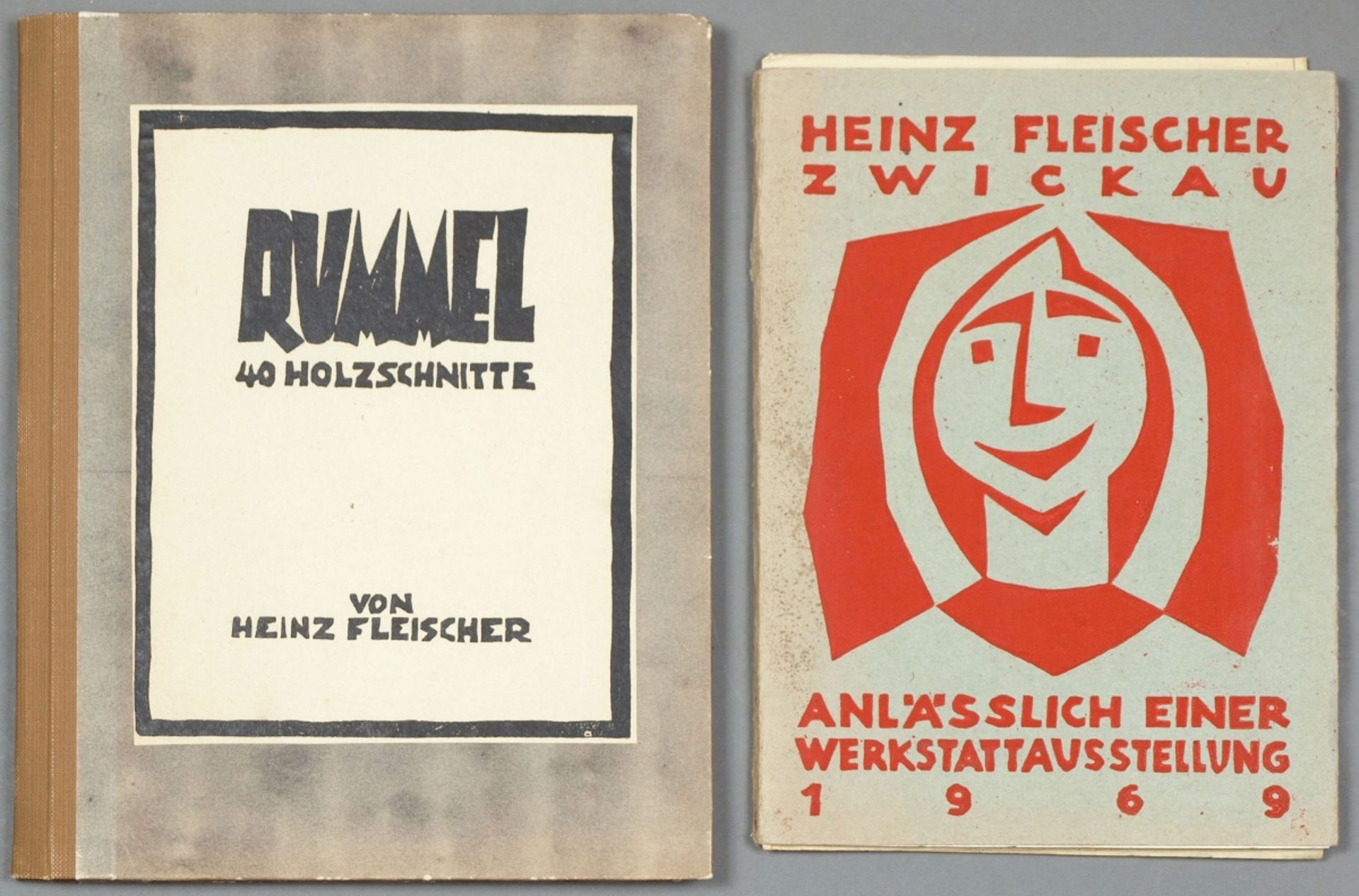 Fleischer, Heinz (1920 Zwickau - 1975 ebd.) 2 Künstlerbücher mit Holzschnitten, 1 x "Anlässlich - Bild 2 aus 4