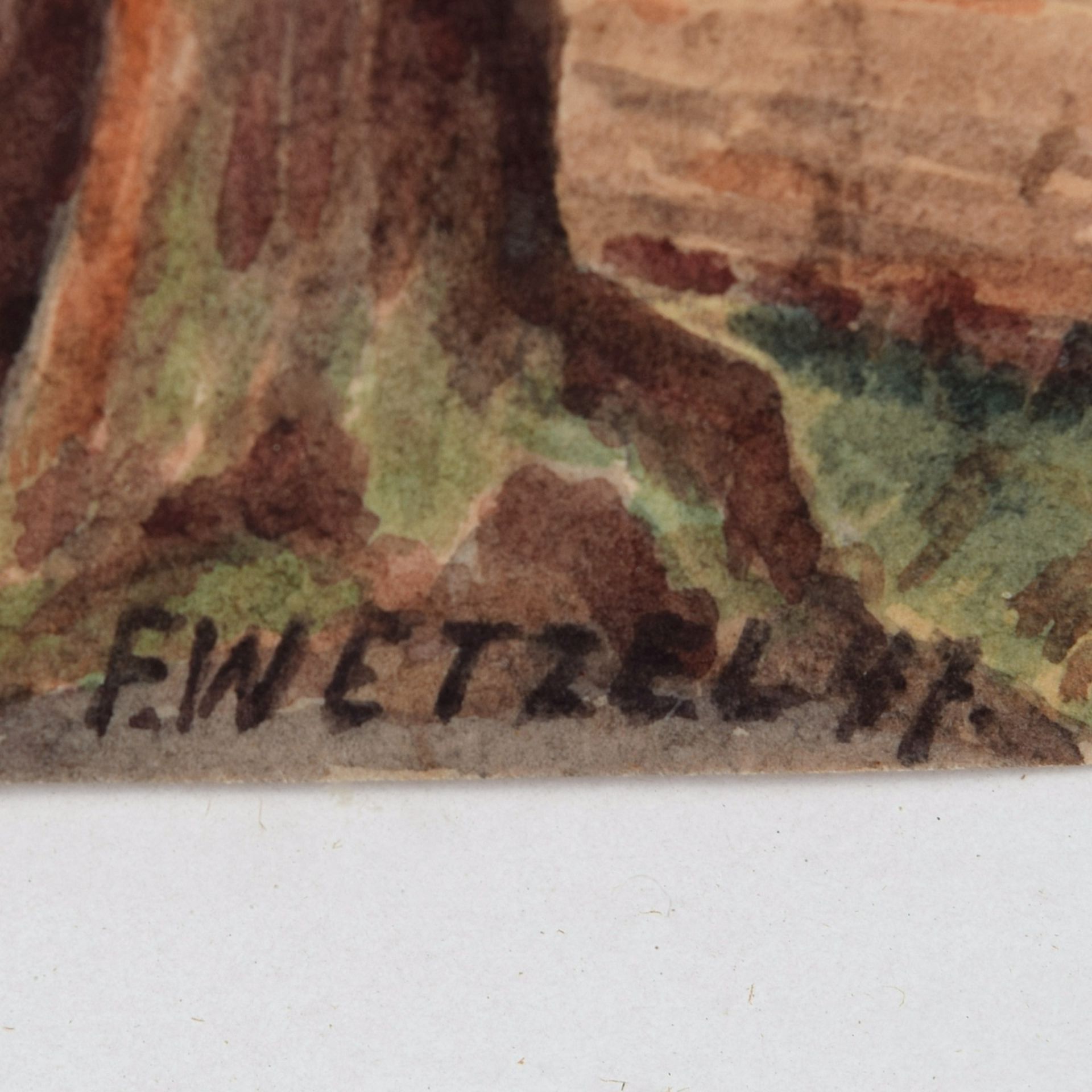 Wetzel, F. W. 2 Aquarelle, Mittelgebirgslandschaft bzw. Darstellung eines Hahns, je signiert bzw. m - Bild 4 aus 6