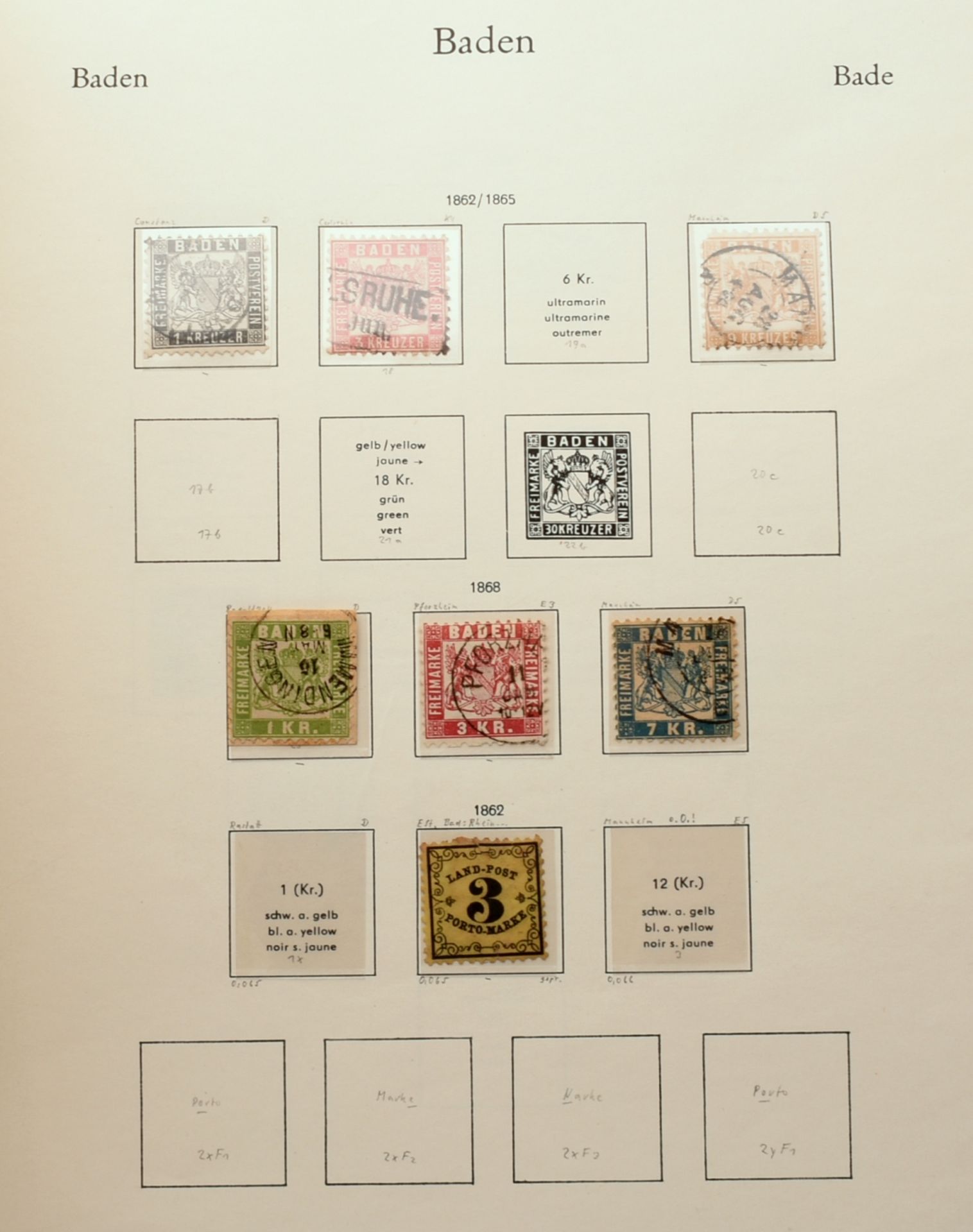 Sammlung Briefmarken Altdeutschland gestempelt, dabei: 1 x Posten Baden, u.a. 3 Kreuzer (Mi.-Nr. 2) - Bild 3 aus 4
