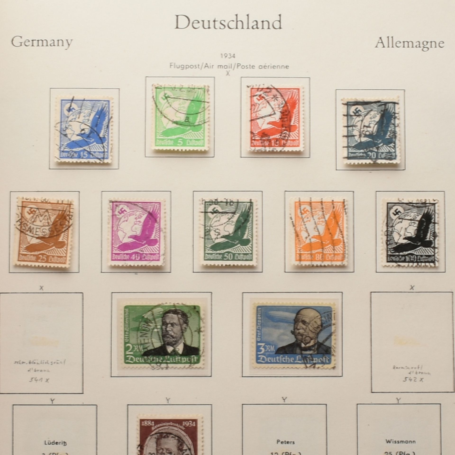 Sammlung Briefmarken III. Reich gestempelt, ab 1933 einschließlich Dienstmarken, dabei die erste A