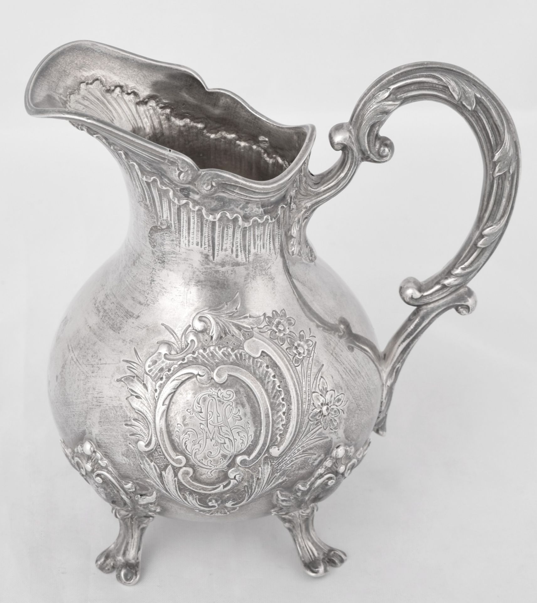 Teekern Silber 950, Innenvergoldung, französisch gemarkt, bestehend aus: Teekanne, Sahnegießer un - Bild 11 aus 16