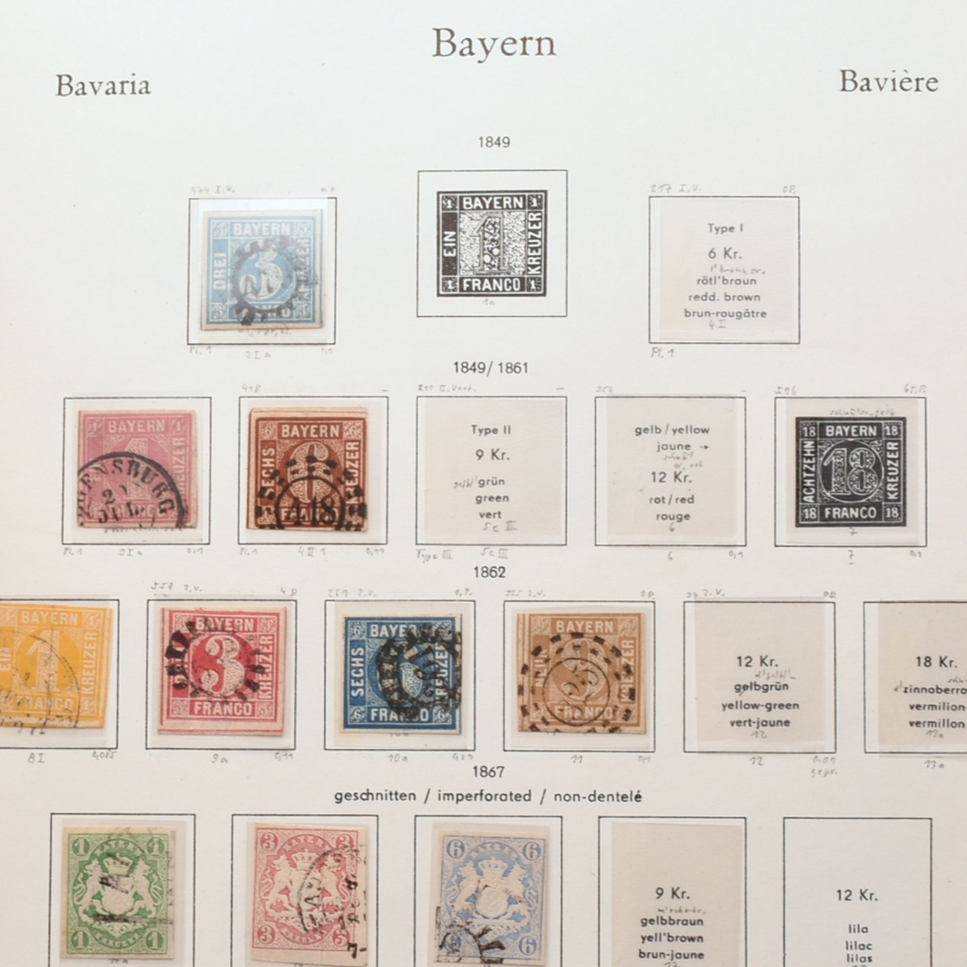 Sammlung Briefmarken Altdeutschland - Bayern gestempelt, schöner Sammlungsgrundstock, dabei u.a.: