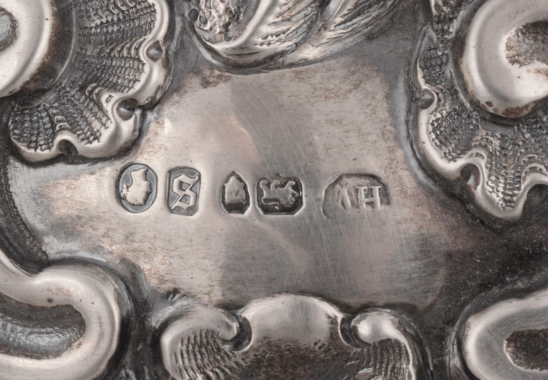Henkelschale Silber 925, Stadtmarke London, Jahresbuchstabe wohl 1873, französische Importmarke Sc - Bild 7 aus 8
