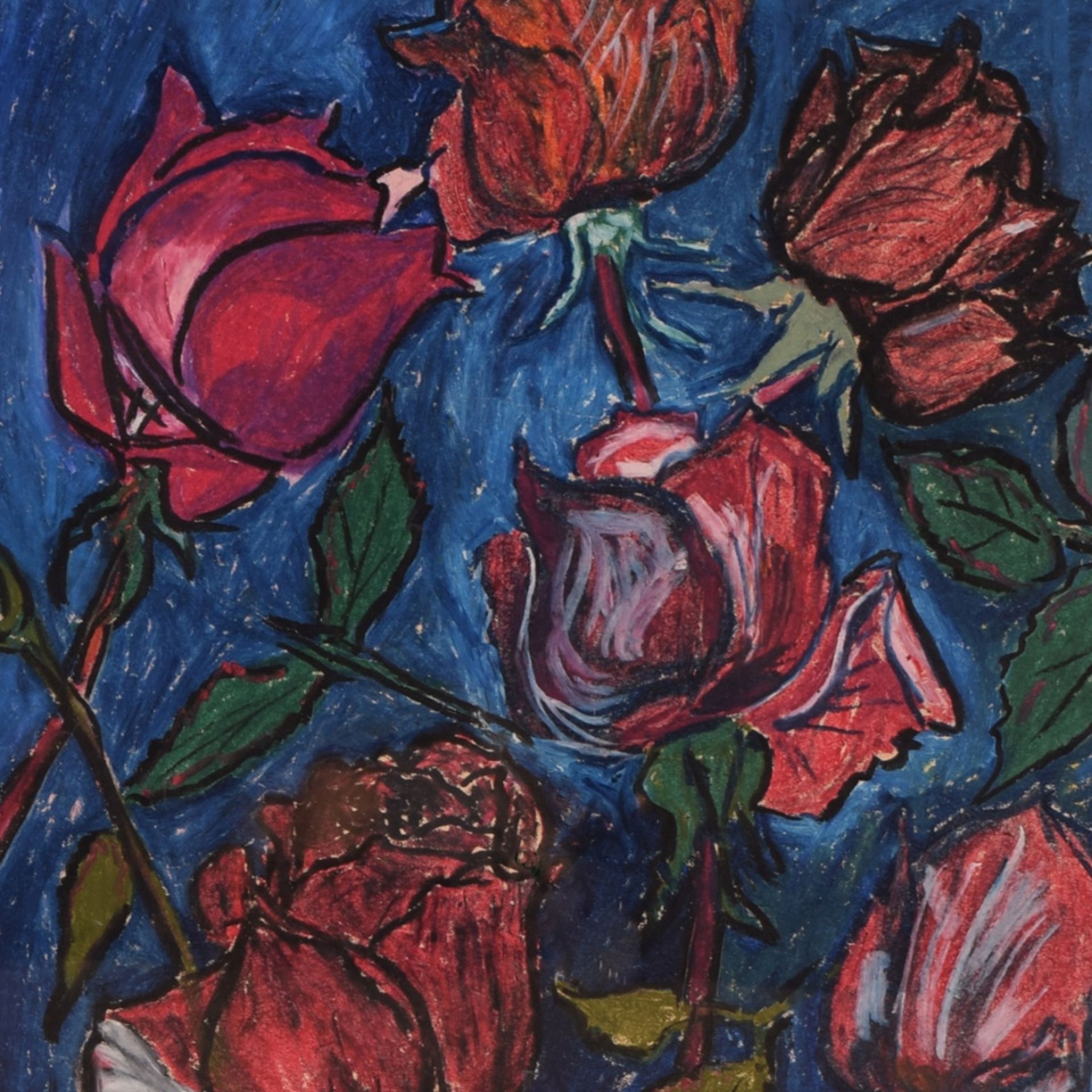Janszen, Heinz (1913 Wilhelmshaven - 1960 ebd.) Pastellkreide auf Malkarton, "Blumenbild",