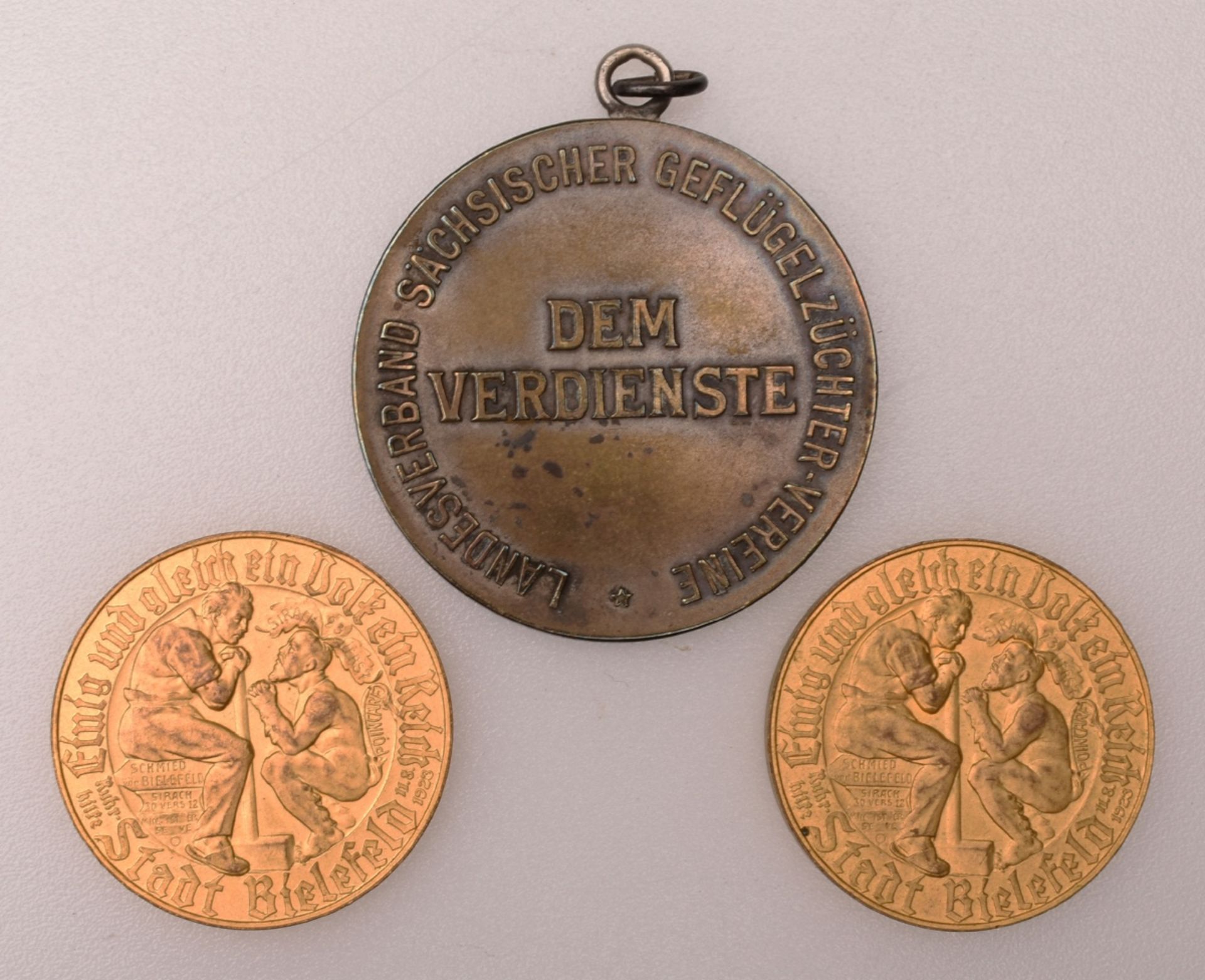 Paar Münzen bzw. Medaillen 2 x Notgoldmark Bielefeld 1923, Spendenmedaille zu Gunsten der Bevölke - Image 2 of 3