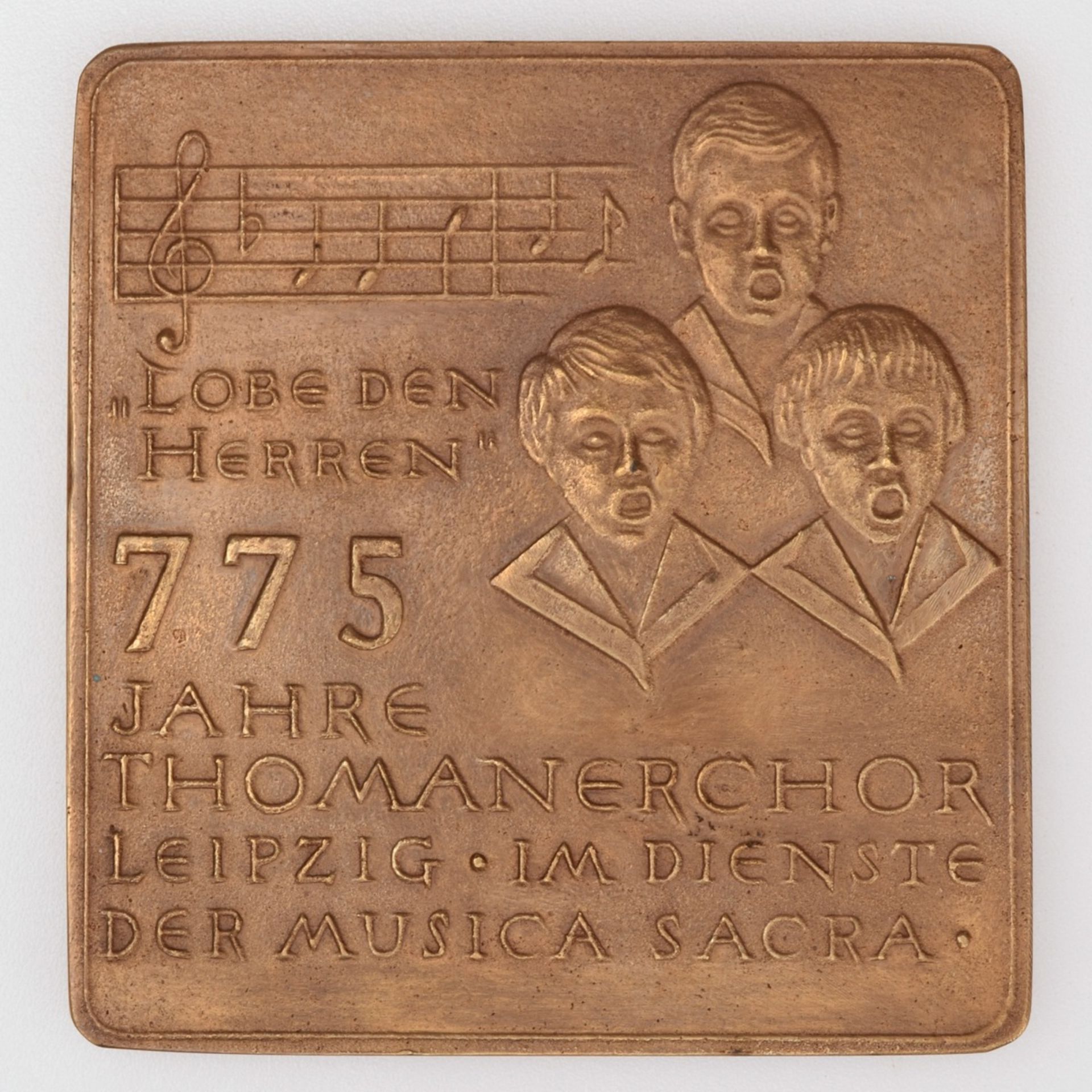 Medaille "775 Thomanerchor" Bronze, Hersteller: Bronzegießerei Hans Füssel - Ingrid Günzel/Berli - Bild 2 aus 3