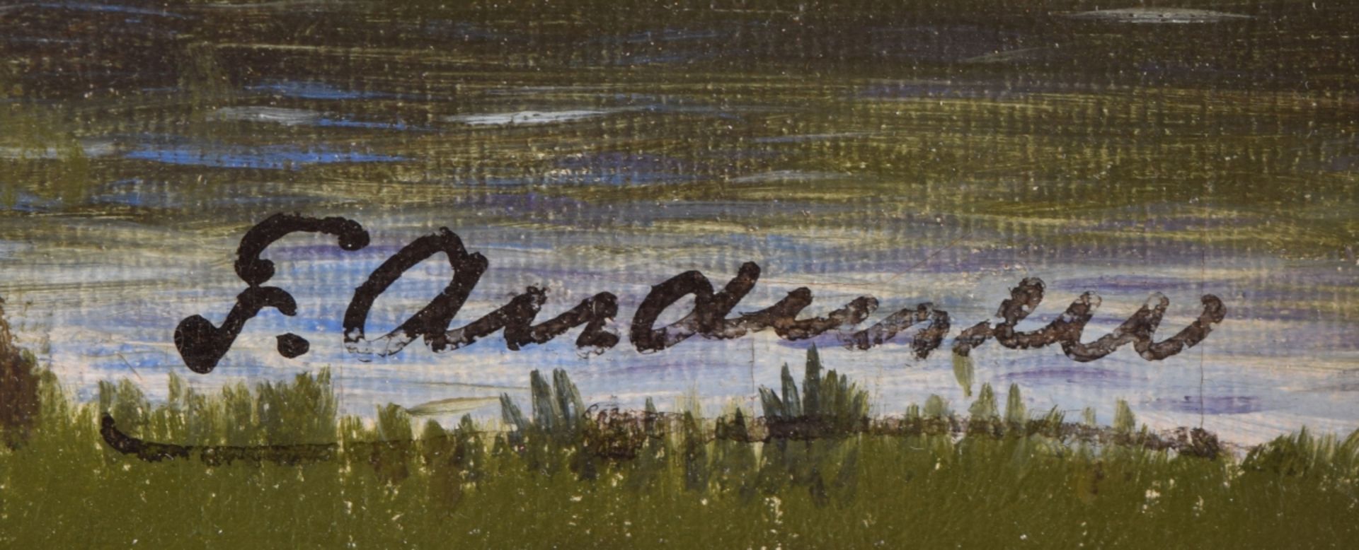 Andersen, F. Öl/Lwd., Abendstimmung am Weiher, rechts unten signiert, gerahmt, ca. 22 x 32 cm, mit - Image 4 of 4