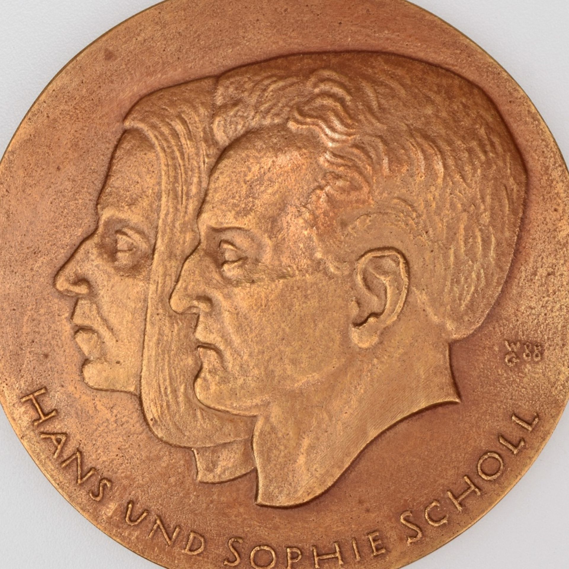 Medaille "Hans und Sophie Scholl" Bronze, Hersteller: Bronzegießerei Hans Füssel - Ingrid Günzel