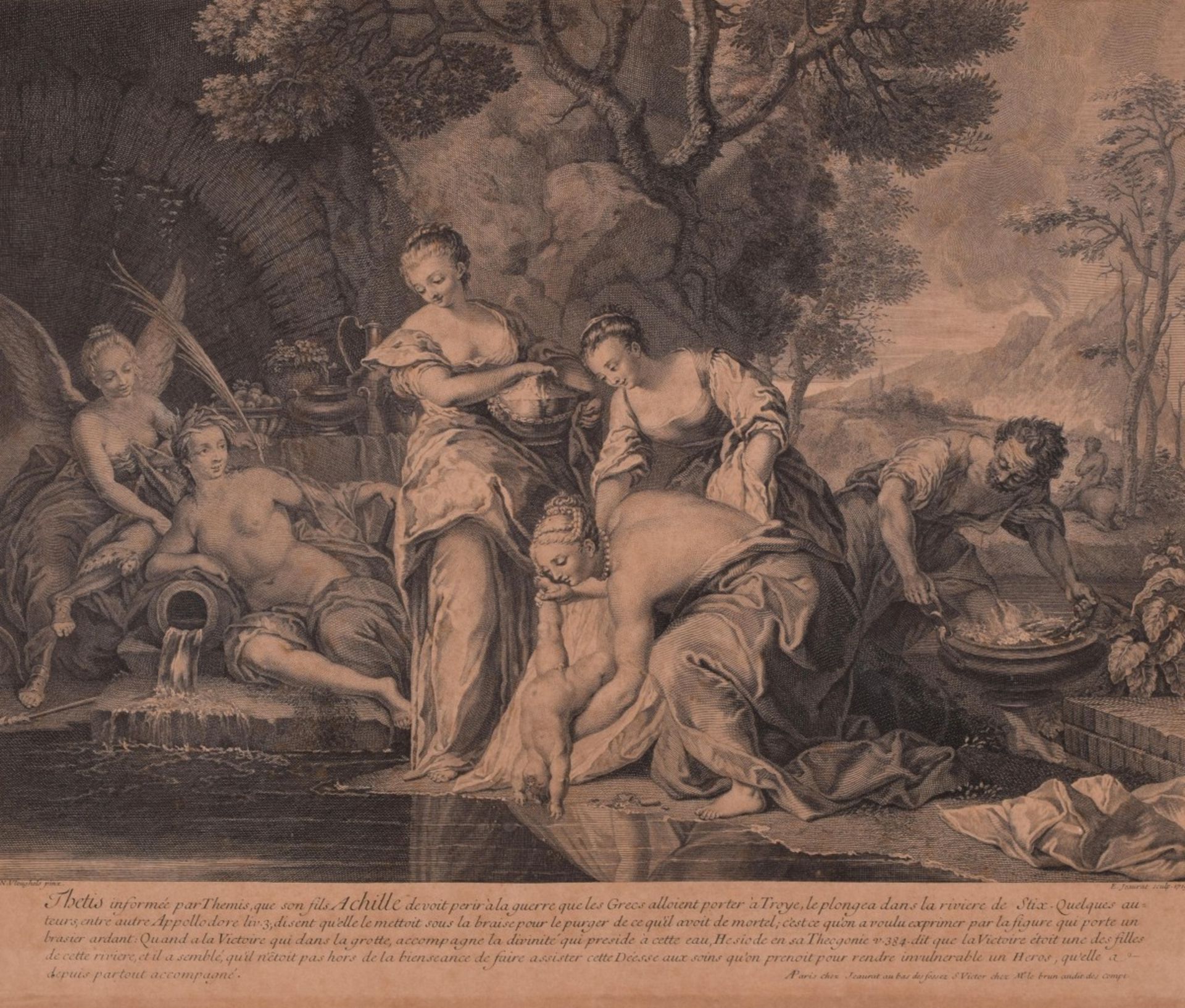 Jeaurat, Edme (1688 Vermonton - 1738 Paris) Kupferstich, "Thetis informée, que son fils Achille .. - Bild 2 aus 2